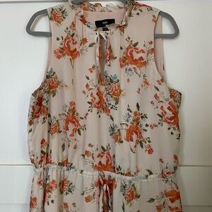 Floral Sleeveless Maxi Dress with Tie Neck